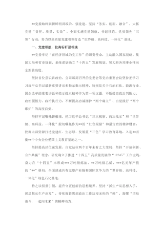 2022.10 公文国企党建经验交流：全面实施“三领”行动 激活党建“红色引擎”.docx