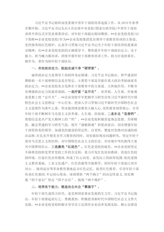 2022.10 公文国企党建经验交流：着力提升年轻干部的政治定力、实干能力、担当魄力.docx