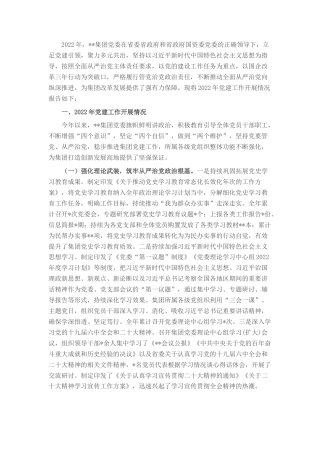 2022.10 公文集团公司党委20年度党建工作总结及下步工作计划.docx