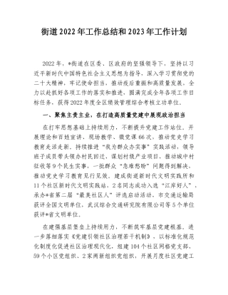 2022.10 公文街道2022工作总结和2023工作计划.doc