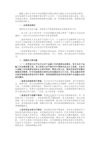 2022.10 公文金融系统党委班子中央巡视整改及警示教育专题民主生活会对照检查材料.docx