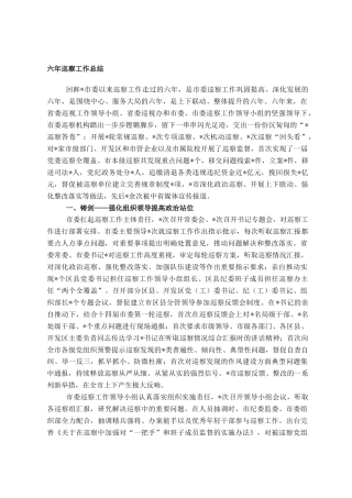 2022.10 公文六年巡察工作总结.doc