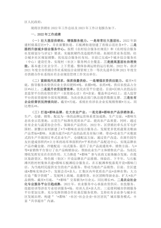 2022.10 公文区供销联社2022工作总结及2023工作计划.docx