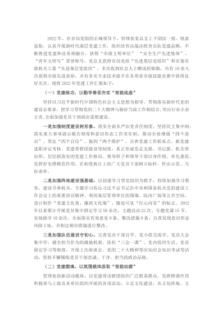 2022.10 公文市局管理处党总支2022党建工作总结报告.docx