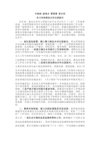 2022.10 公文市农业农村局关于乡村振兴工作汇报材料.docx