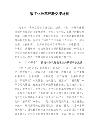 2022.10 公文数字化改革经验交流材料.doc