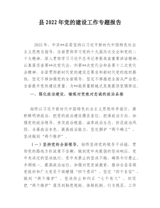 2022.10 公文县2022党的建设工作专题报告.doc