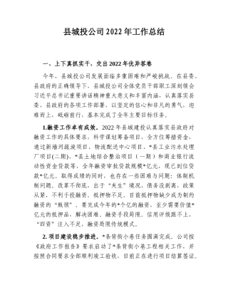 2022.10 公文县城投公司2022工作总结.doc