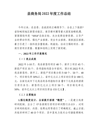 2022.10 公文县商务局20年度工作总结.doc