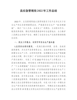 2022.10 公文县应急管理局2022工作总结.doc