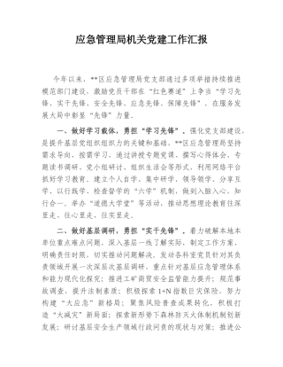 2022.10 公文应急管理局机关党建工作汇报.doc