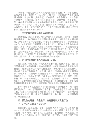 2022.10 公文镇党委政府镇政府2022工作汇报材料.docx