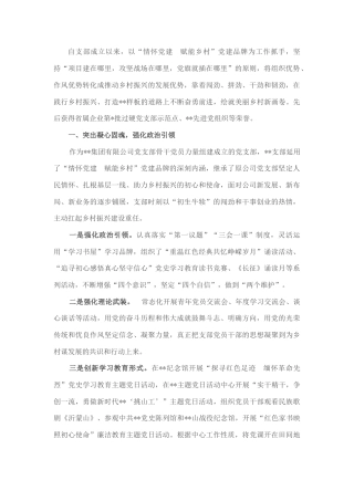 2023公文 国企党建工作经验交流材料：情怀党建强一线 赋能乡村绘新景.docx