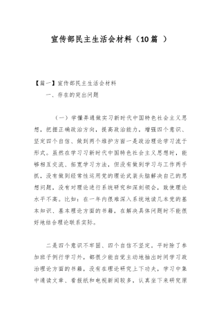 公文 （10篇 ）宣传部民主生活会材料.docx