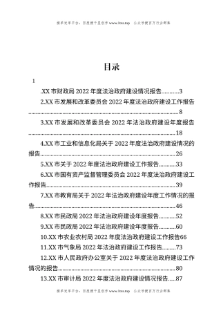 公文 文汇系列5877--市2022年度法治政府建设情况报告汇编（19篇）.docx