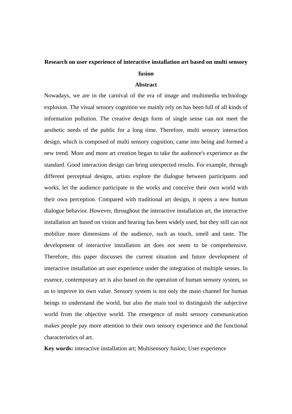 21年 21年查重视觉艺术硕论2万5字 py10% 基于多感融合的交互装置艺术用户体验研究-约19060字符.docx_第2页