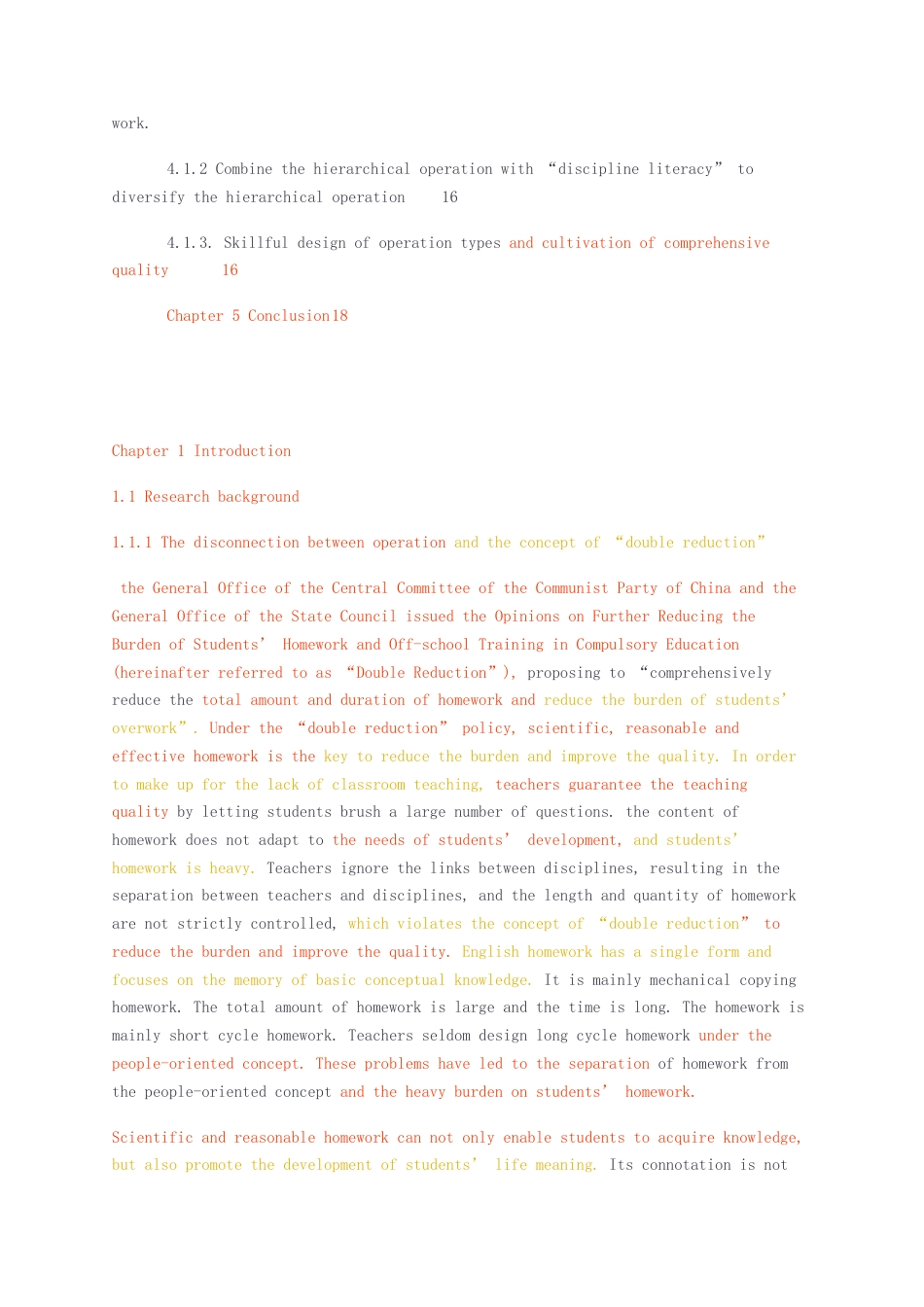 23年无图22年硕论5万字全英语教育学标红cp40%-小学英语分层作业，现状调查，设计策略查重第一稿.docx_第4页