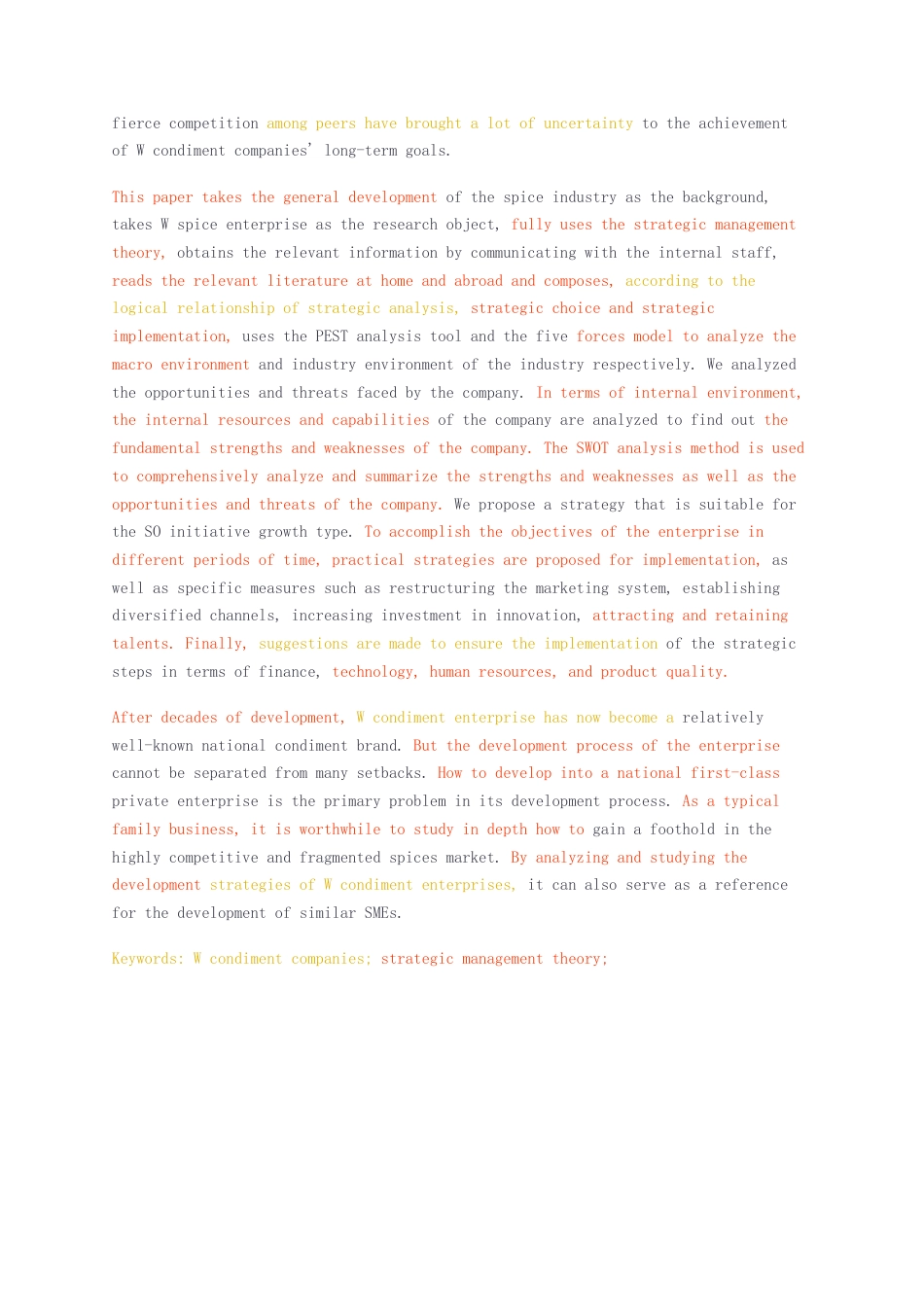 23年无图CP查重49标红-硕论工商管理MBA 4万字W调味品企业发展战略研究.docx_第2页
