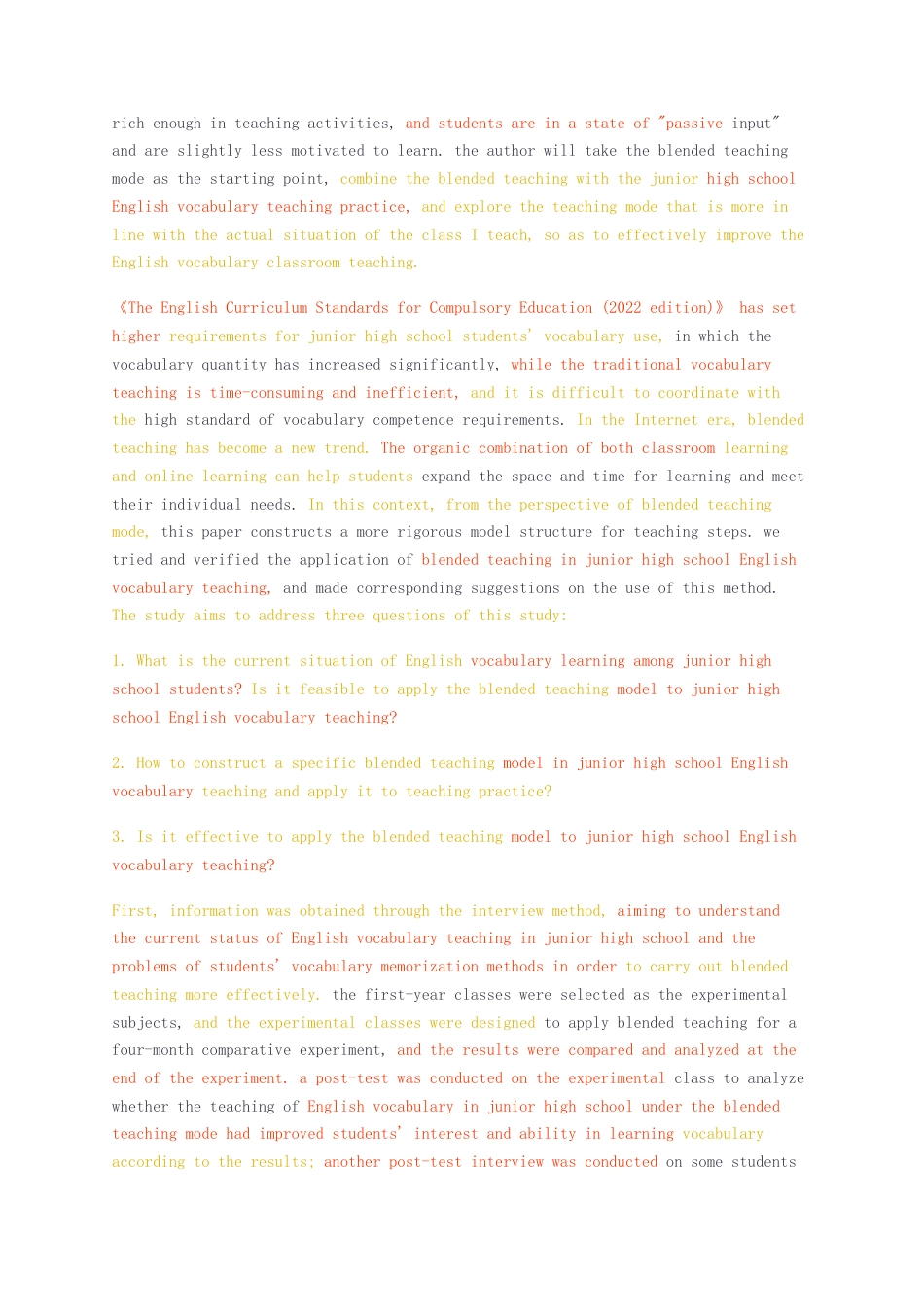 23年无图硕论6万字标红cp53%-混合式教学在初中英语词汇教学中的应用研究.docx_第4页