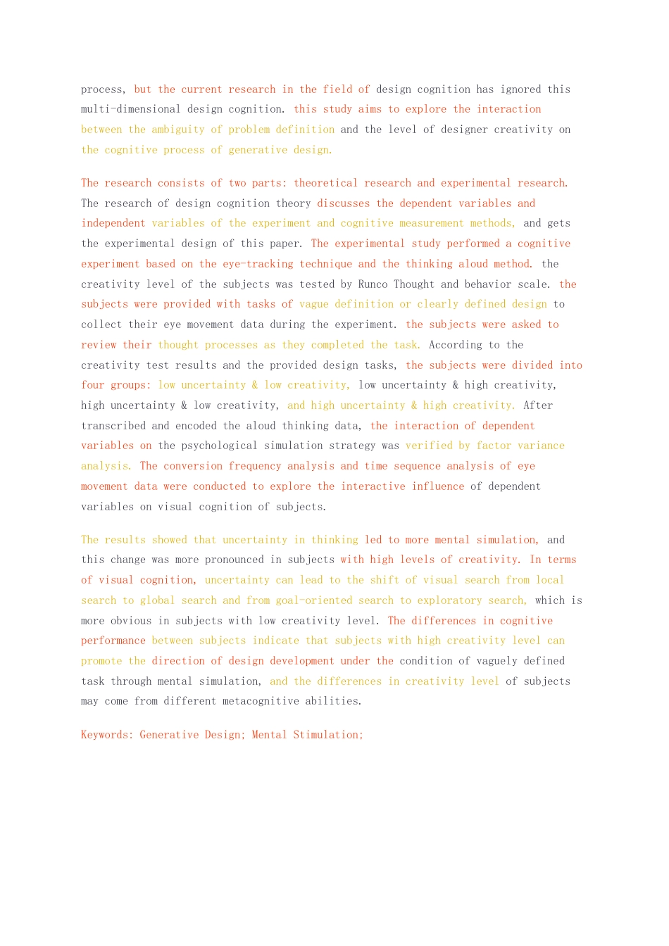 23年无图硕论心理学5万字标红cp41%-问题定义的模糊度与设计师创造力水平对于生成式设计认知过程的交互作用初稿（网络查重）.docx_第2页