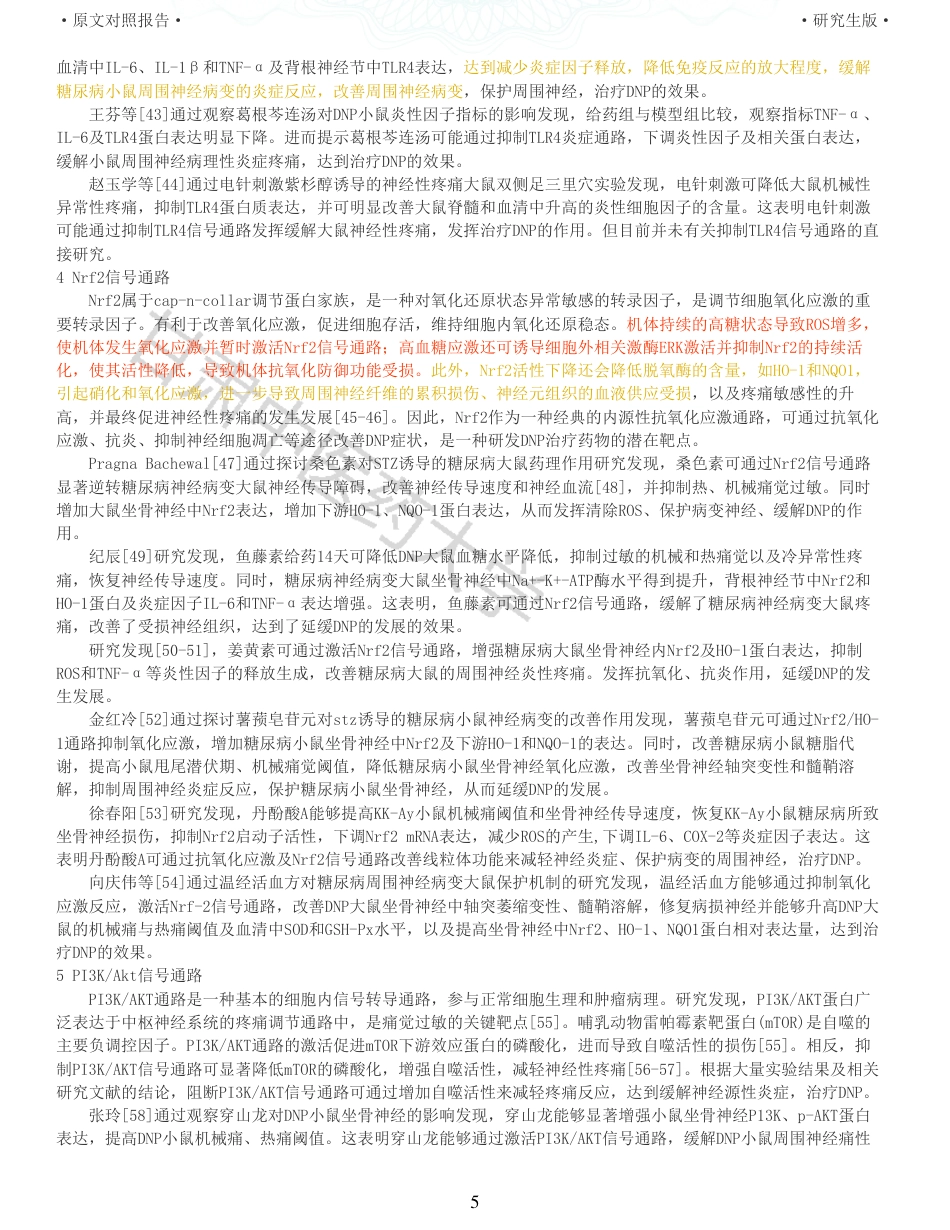 22年收查重报告 硕论2万字中药学 中医药干预糖尿病神经痛相关信号通路研究进展_原文对照报告可复制全文.pdf_第5页