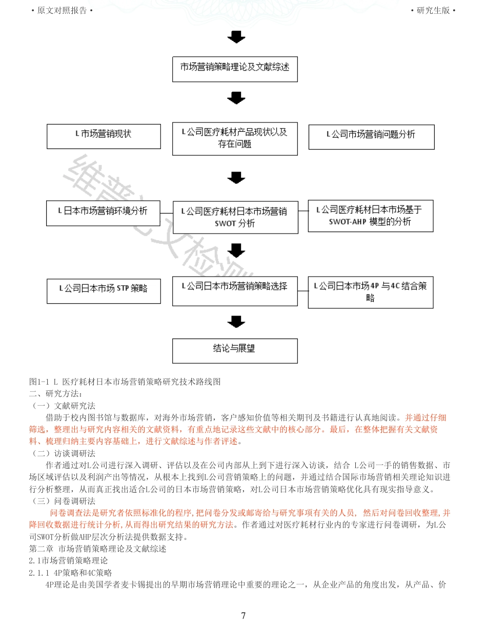 22年收查重报告 硕论3万5字工商管理MBA L公司医疗耗材日本市场营销策略研究_原文对照报告可复制全文.pdf_第7页