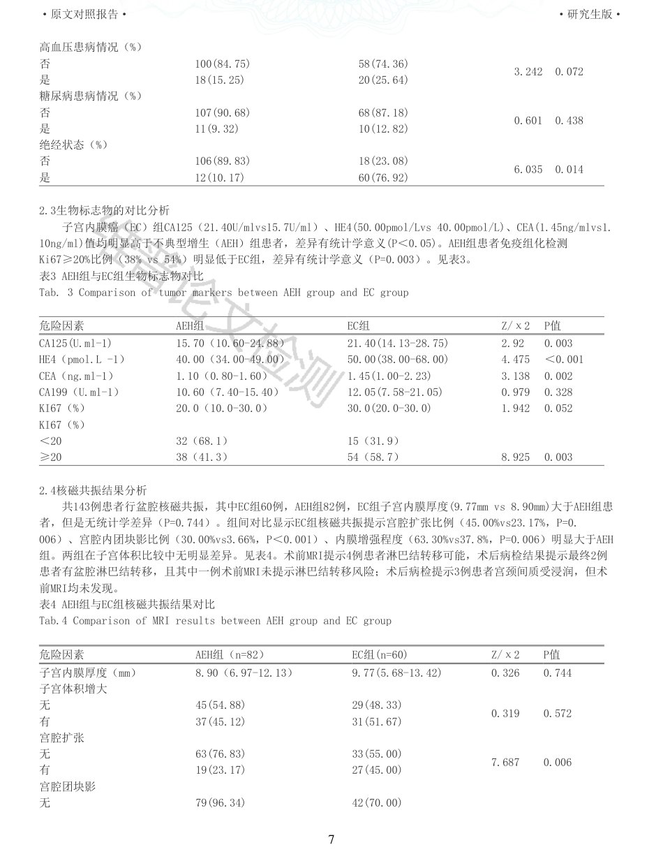 22年查重硕论医学 子宫内膜不典型增生患者行子宫切除术后并发子宫内膜癌的术前相关危险因素分析_全文可复制报告-约35880字符.pdf_第7页
