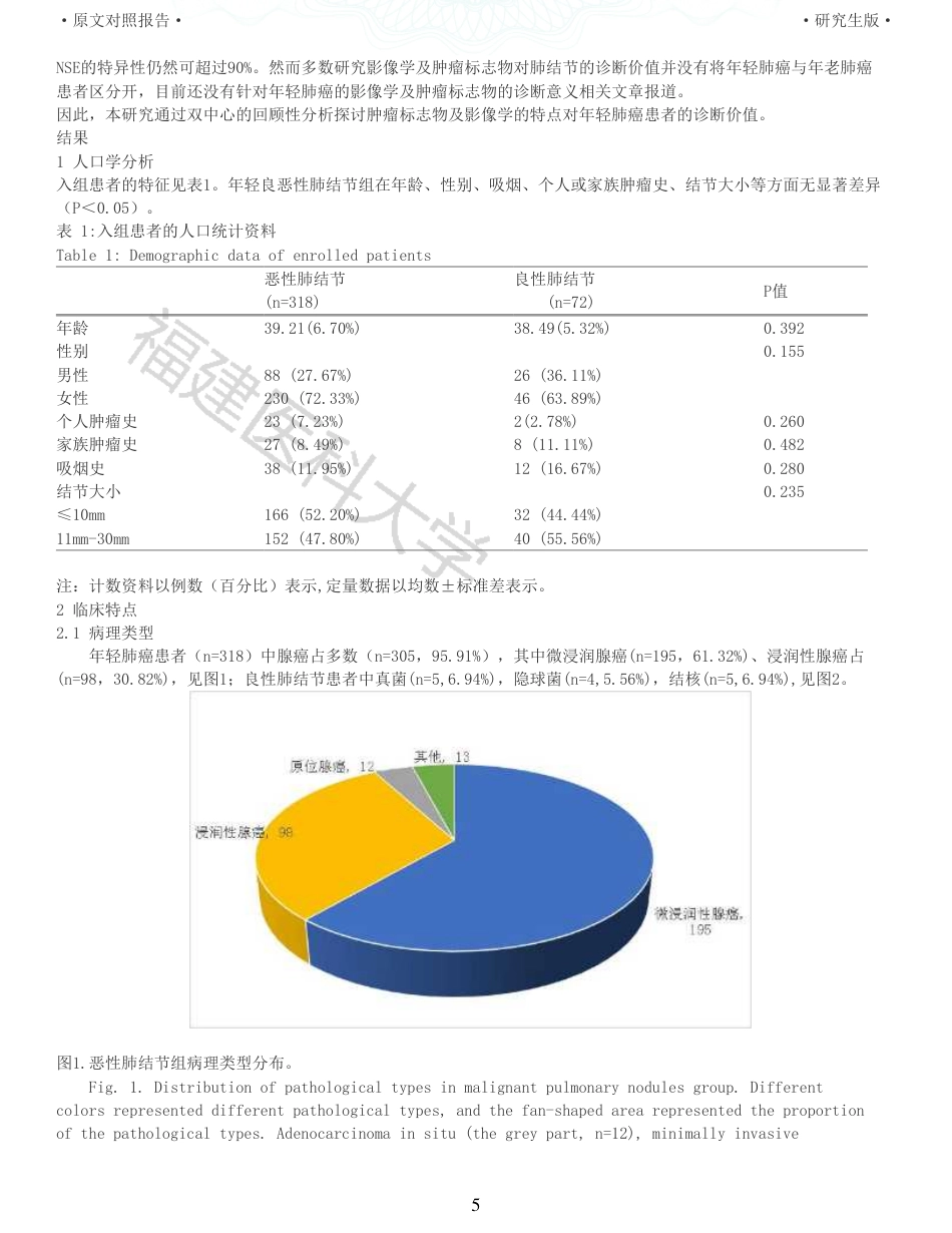 22年收查重报告 硕论临床医学 临床特点及肿瘤标志物对年轻肺癌患者的诊断价值_原文对照报告可复制全文.pdf_第5页