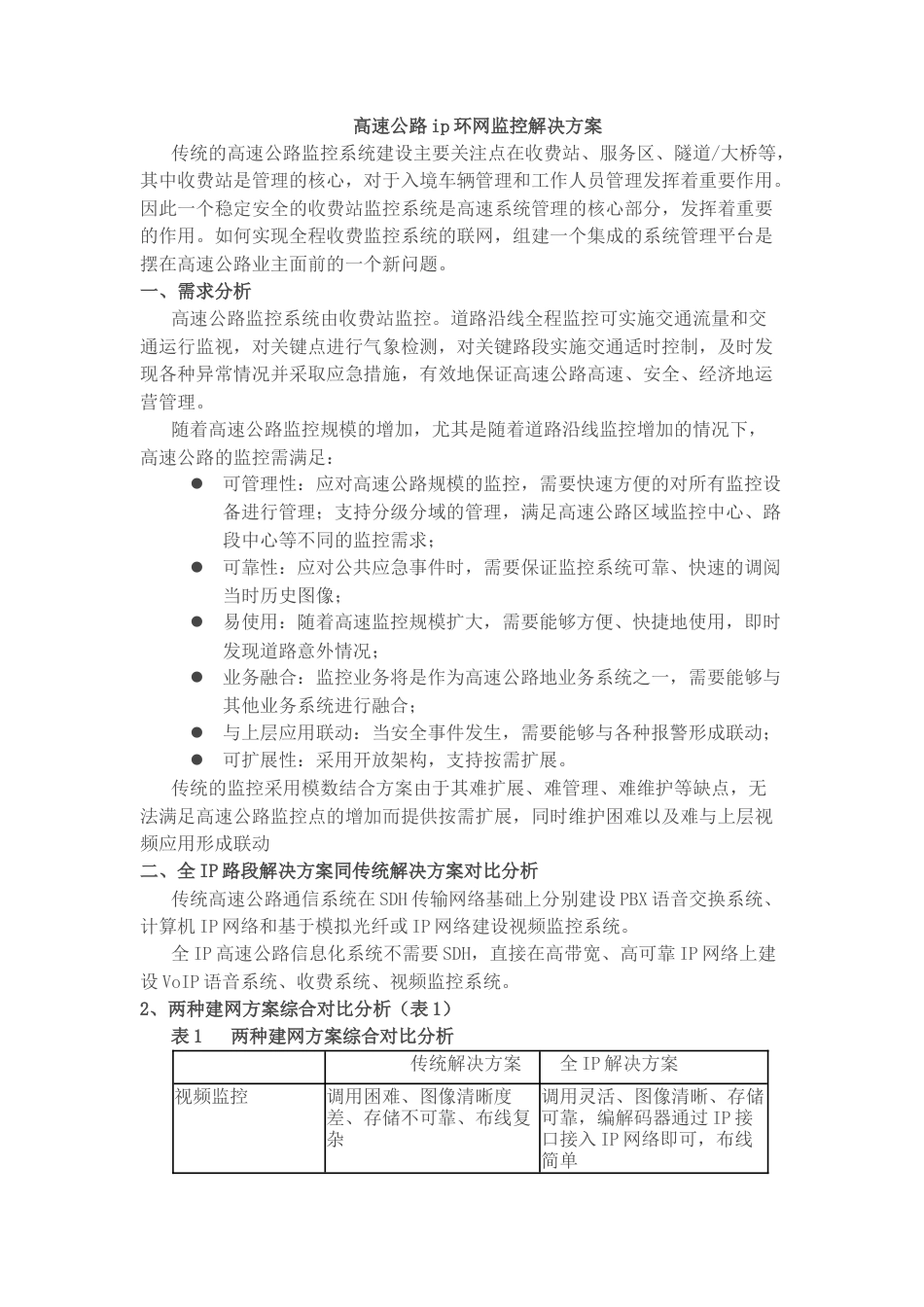旧稿 高速公路收费站视频监控应用方案-约2901字符.docx_第1页