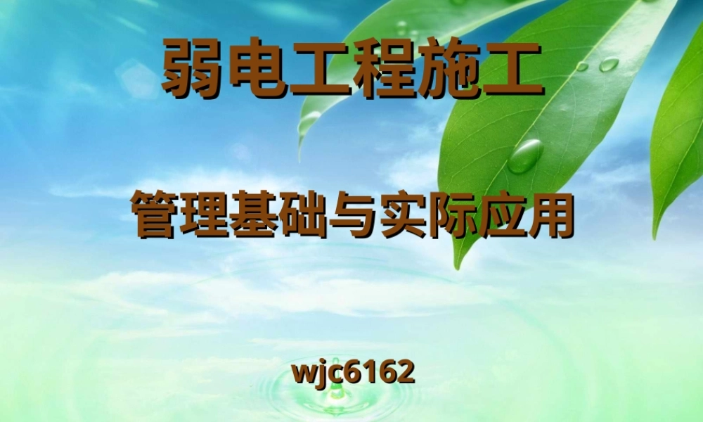旧稿 弱电工程施工管理基础和实际应用.ppt