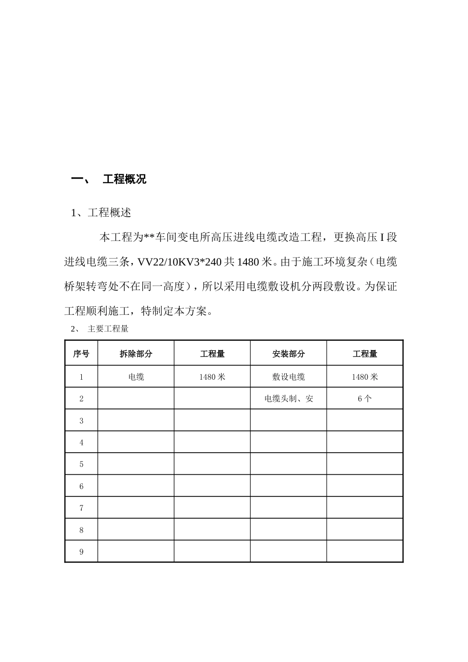 旧稿 电所高压进线电缆改造工程施工组织设计方案-约7322字符.doc_第3页