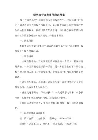 研学范文 研学旅行突发事件应急预案.docx