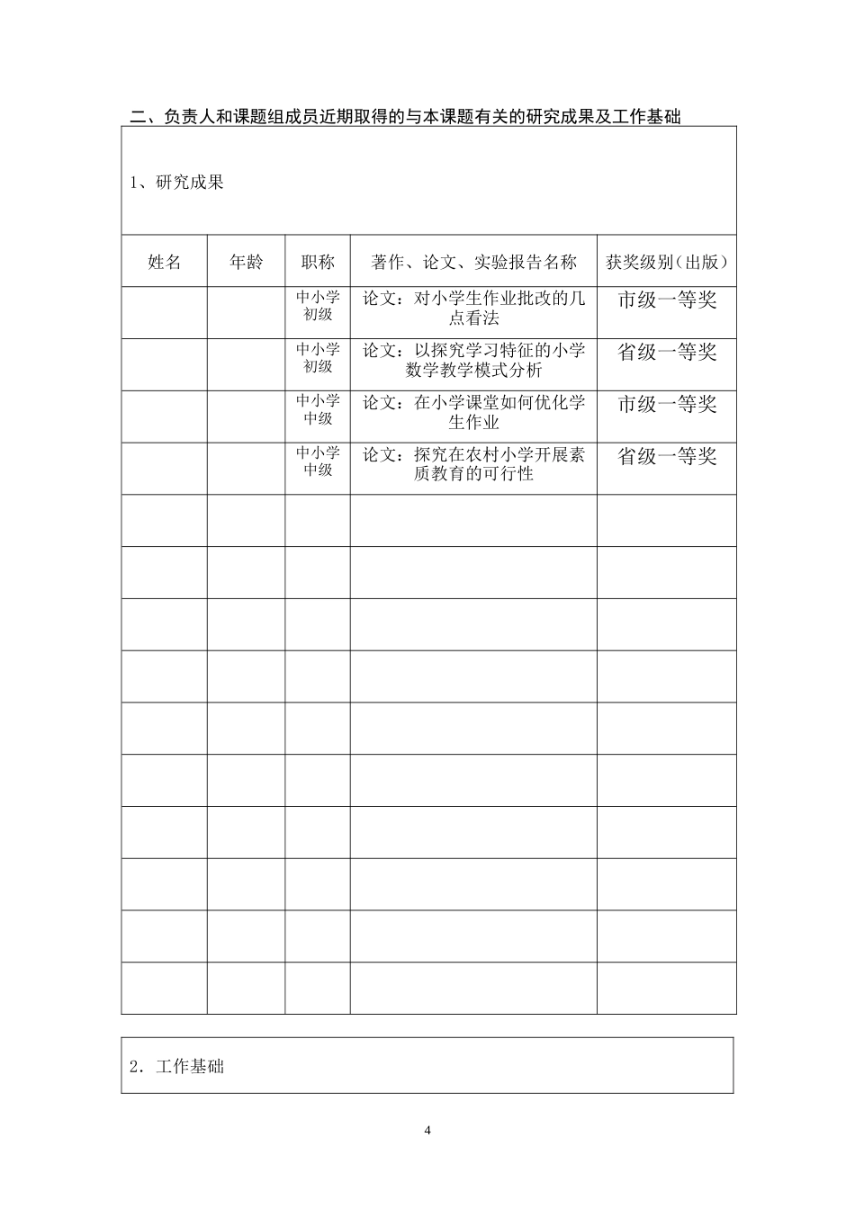 旧稿 探究如何创新小学三年级数学作业课题申报书-约5061字符.doc_第4页