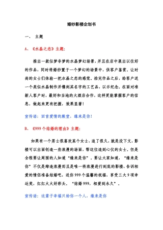 旧稿各行创业书 婚纱影楼企划书-约1591字符.doc