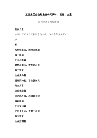 19-22年专题片脚本 三正集团企业形象宣传片脚本文案-约4228字符.doc