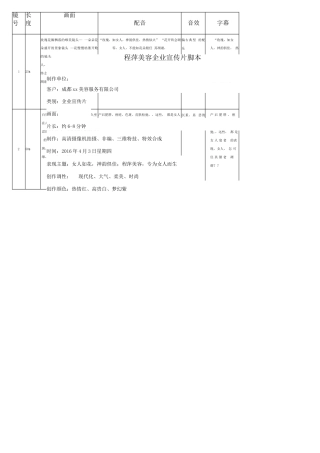 19-22年专题片脚本 美容服务企业宣传片文案脚本(分镜头)-约2659字符.doc