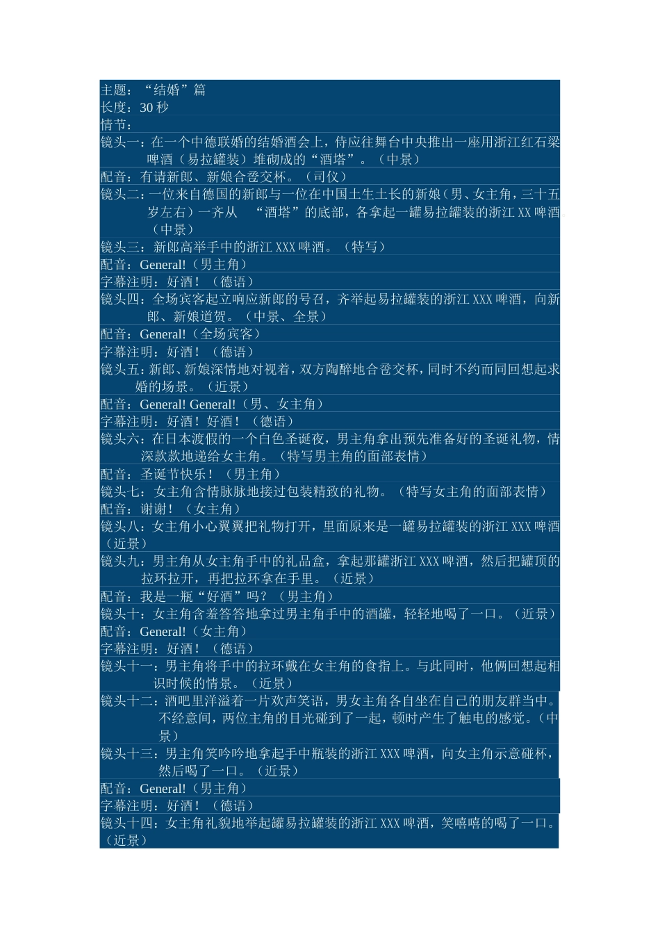 19-22年专题片脚本 啤酒创意广告策划脚本-约1010字符.doc_第1页