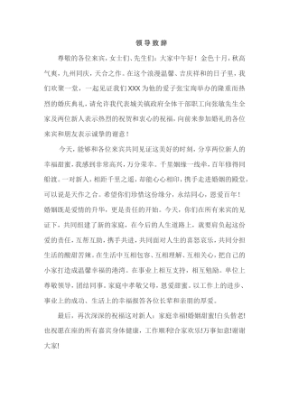 会议活动发言稿 婚礼上的领-导-致-辞-约566字符.doc