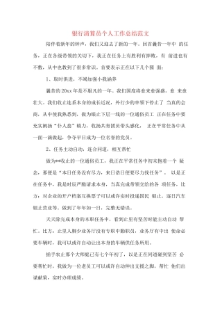 旧稿工作总结 2019年银行清算员个人工作总结范文-约1082字符.docx