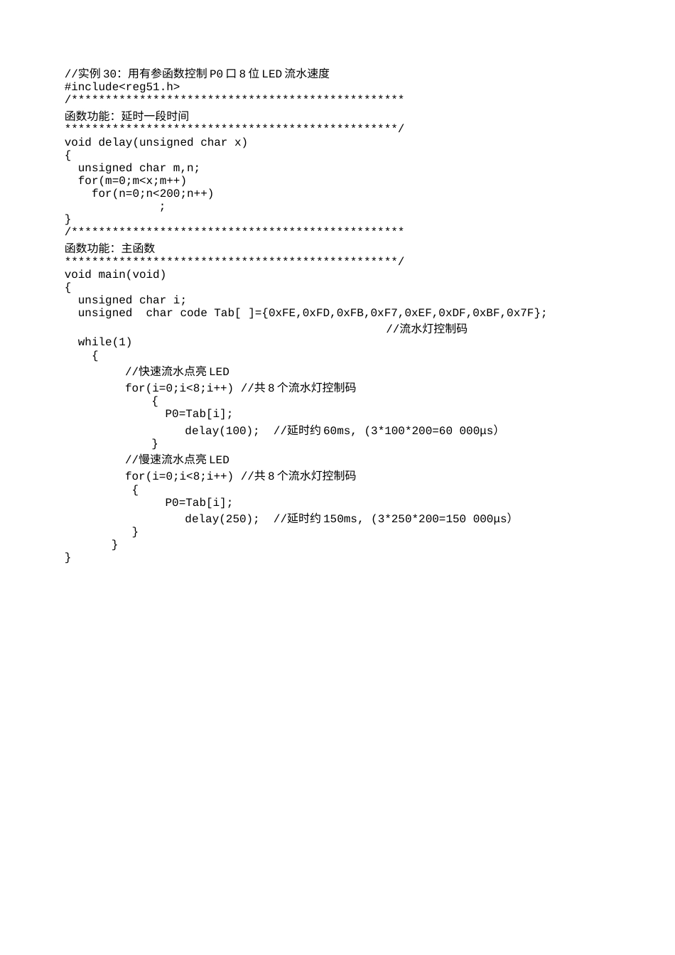 实例30：用有参函数控制P0口8位LED流水速度-633.txt_第1页