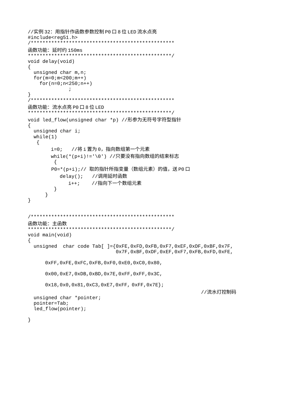 实例32：用指针作函数参数控制P0口8位LED流水点亮-940.txt_第1页