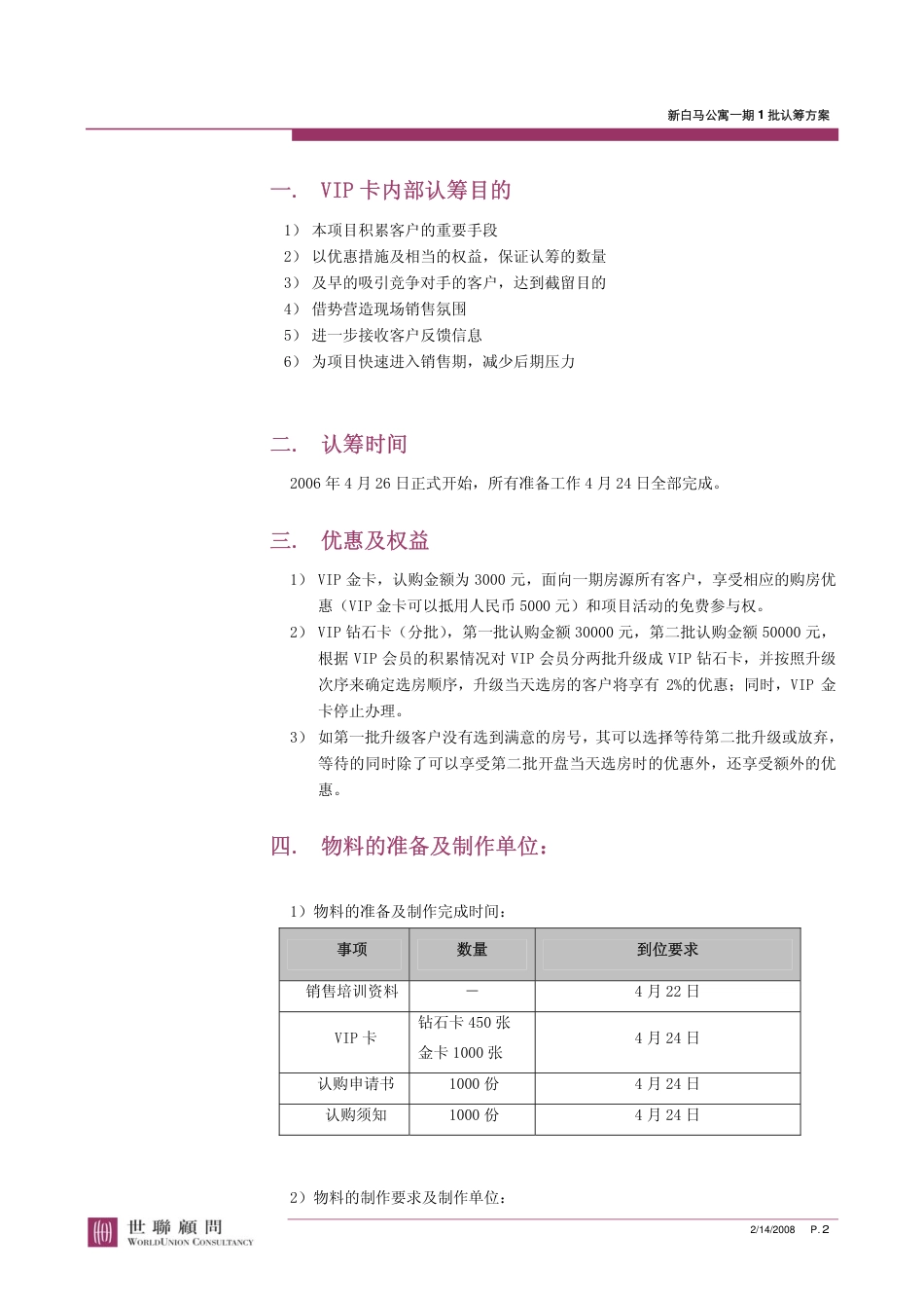 地产活动-杭州新白马公寓一期认筹方案(世联顾问)2006-10页-约2758字符-约2758字符.pdf_第3页