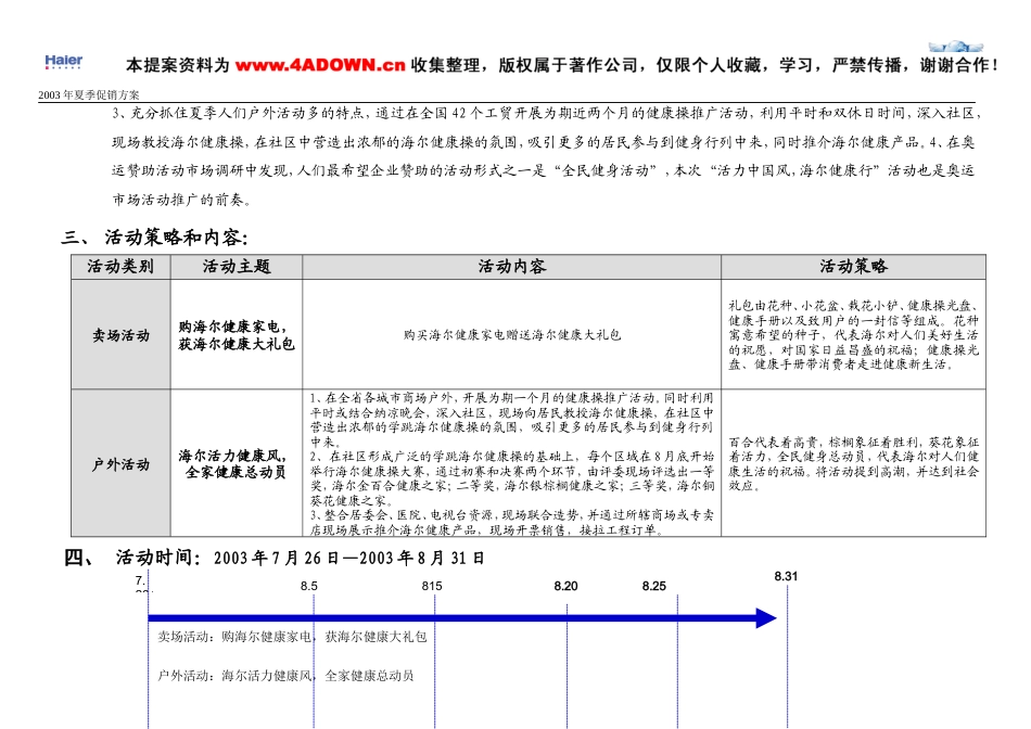 活力中国风，海尔健康行-海尔2003年长春夏季促销计划-约11596字符.doc_第3页