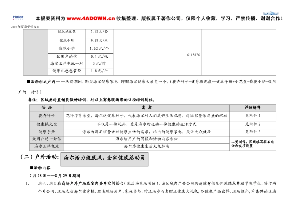 活力中国风，海尔健康行-海尔2003年长春夏季促销计划-约11596字符.doc_第5页