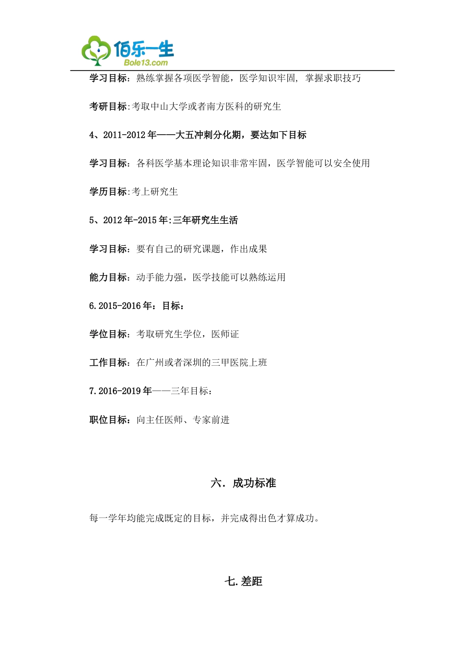 旧稿职业规划 05 临 床 医 学 专 业 大 学 生 职 业 生 涯 规 划 书 1.docx_第5页