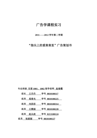 指尖上的爱茜茜里广告策划书-约9093字符.doc