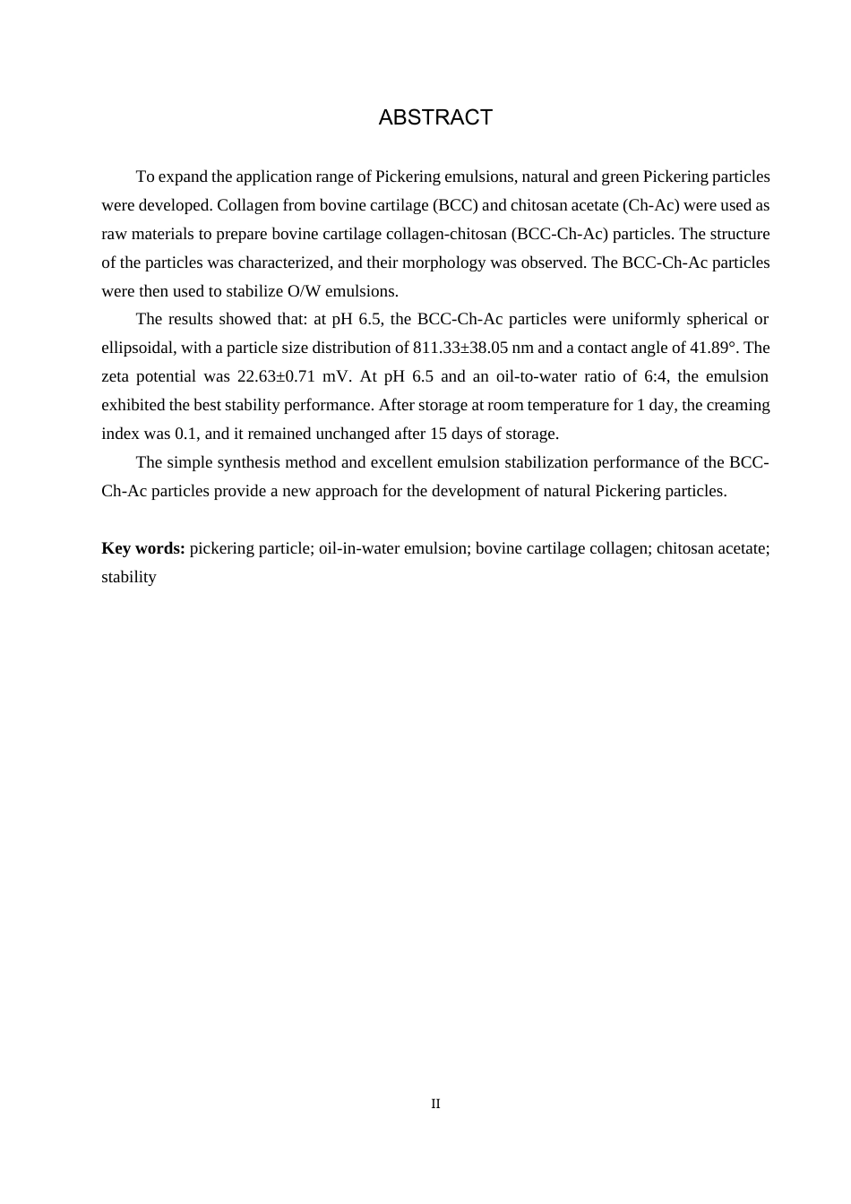 24年WP交稿 Pickering乳液 ，壳聚糖醋酸盐（Ch-Ac）和牛软骨胶原蛋白（BCC）为原料制备了牛软骨胶原蛋白-壳聚糖（BCC-Ch-Ac）颗粒及其结构表征.doc_第3页