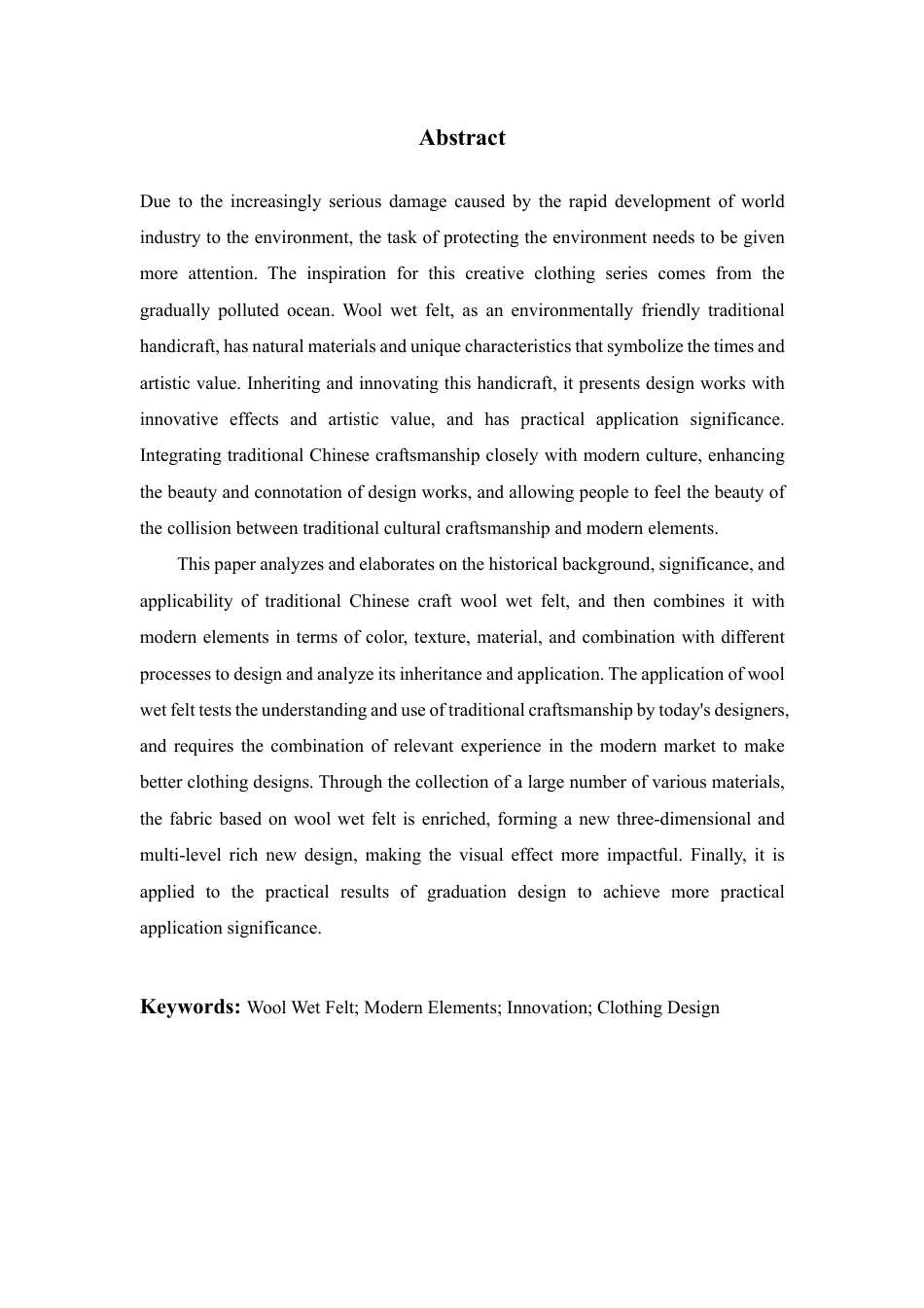 24年查重低服装与服饰设计 羊毛湿毡在服装设计中的表现与应用-最终稿正文-约12298字符.pdf_第2页