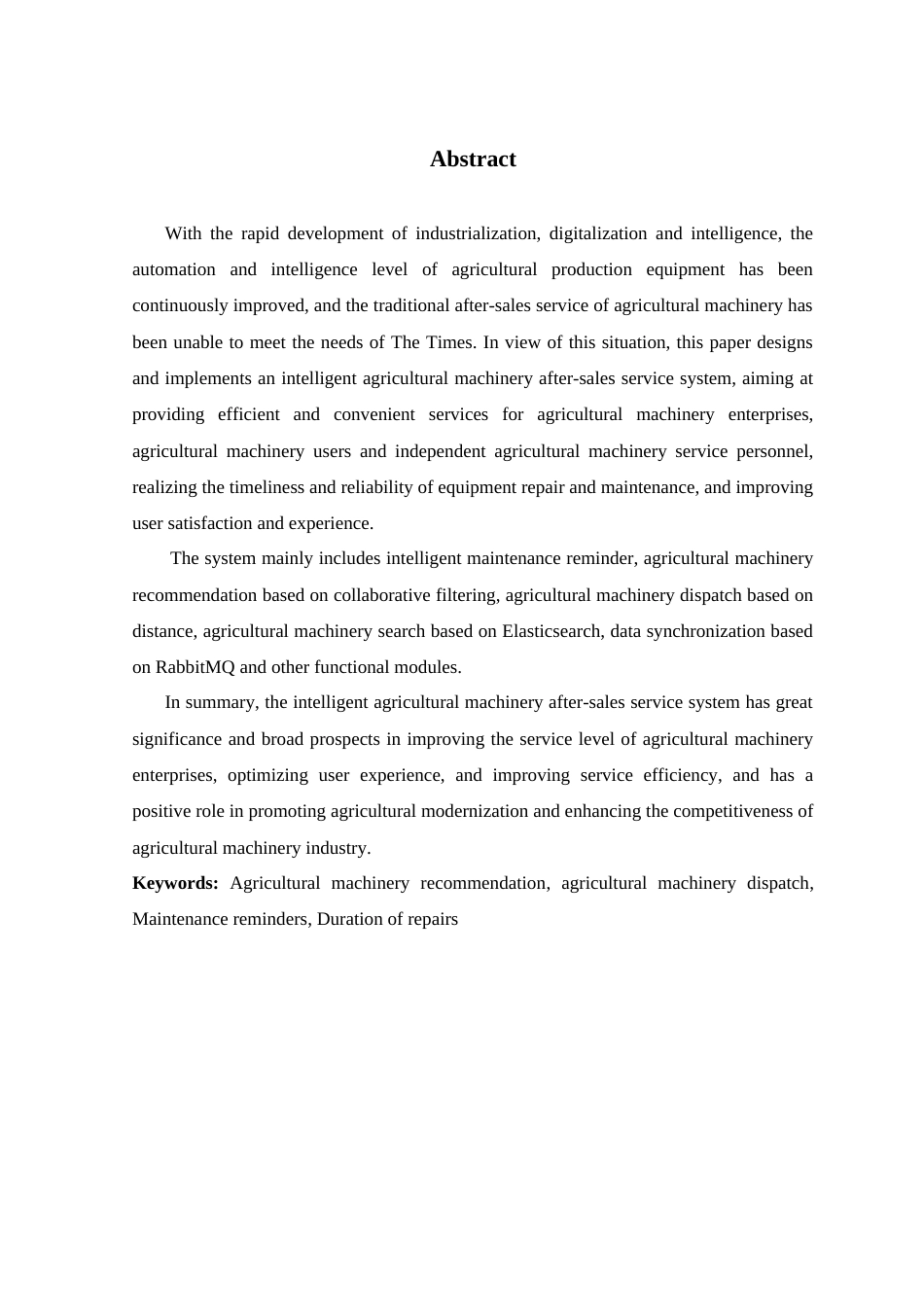 24年查重低数字媒体技术-基于智能化的农机售后服务系统设计 关键词： Elasticsearch ；农机派工；RabbitMQ；维修时长-最终稿定稿.doc_第4页