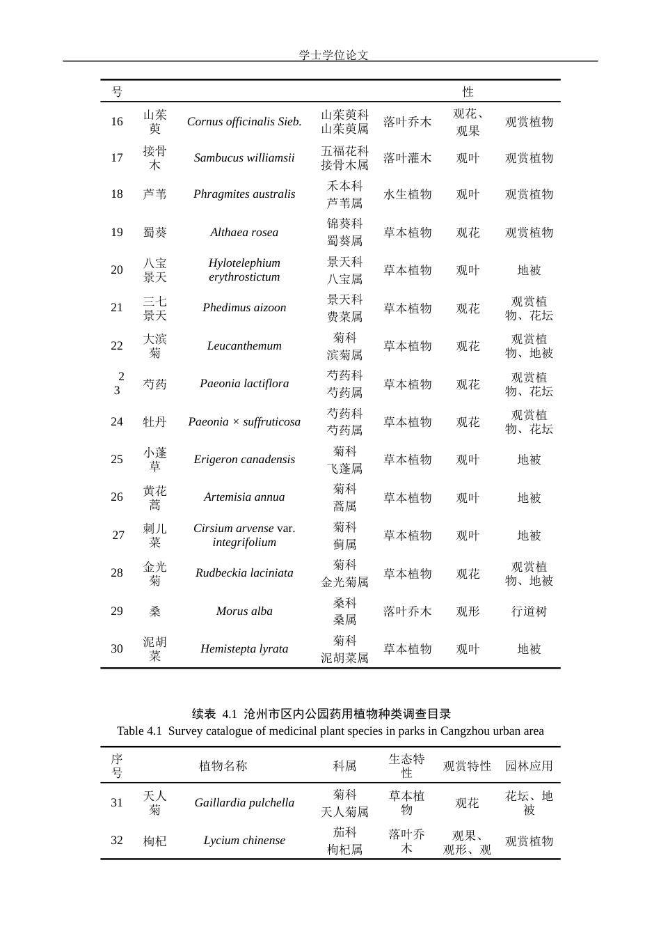 24年WP交稿园林 沧州市公园药用植物资源调查与应用分析终稿.docx_第10页